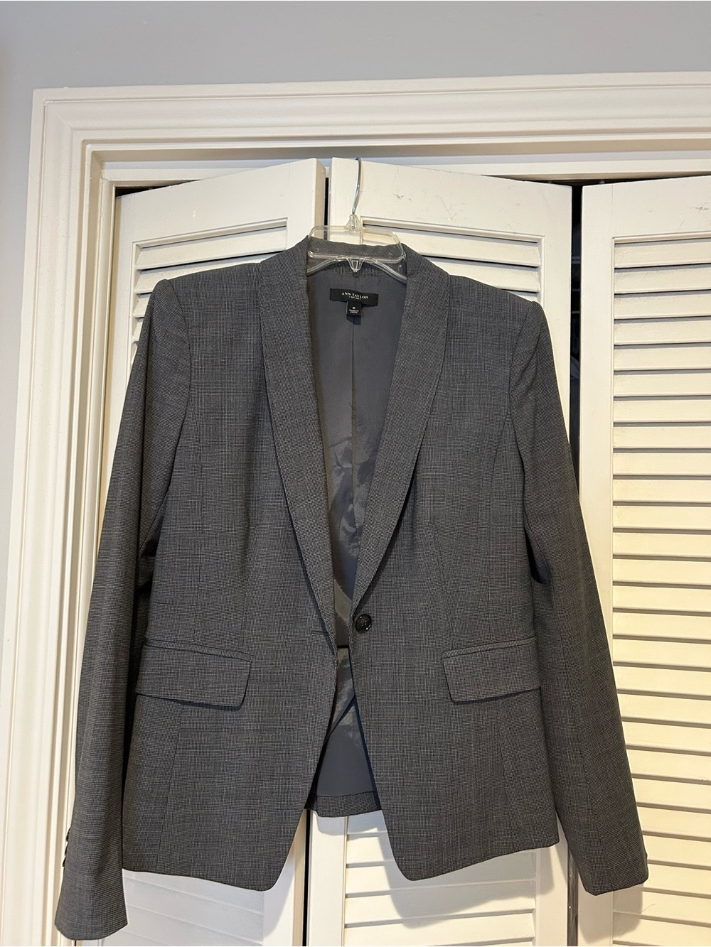 Ann Taylor Women's Gray Single-Button Blazer